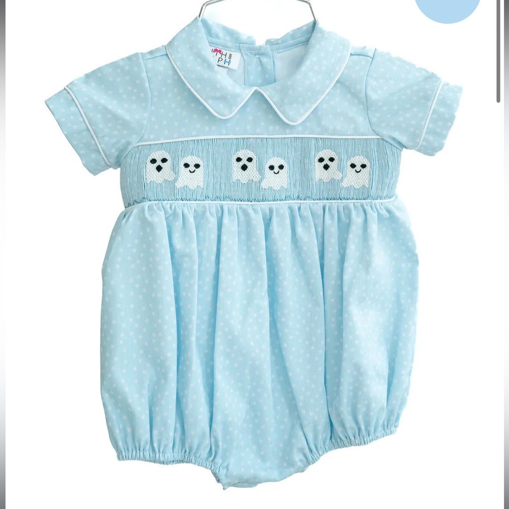 NWT Ruth & Ralph Boys Ghosts Smocked Henry Bubble size 24m